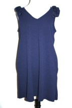 BiBi Dress V-Neck Sleeveless Ruffle Navy Blue Pullover Dress Women&#39;s Size Small - £14.16 GBP