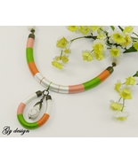 Bib collar statement thread necklace colorful wrapped boho rope striped ... - $25.00