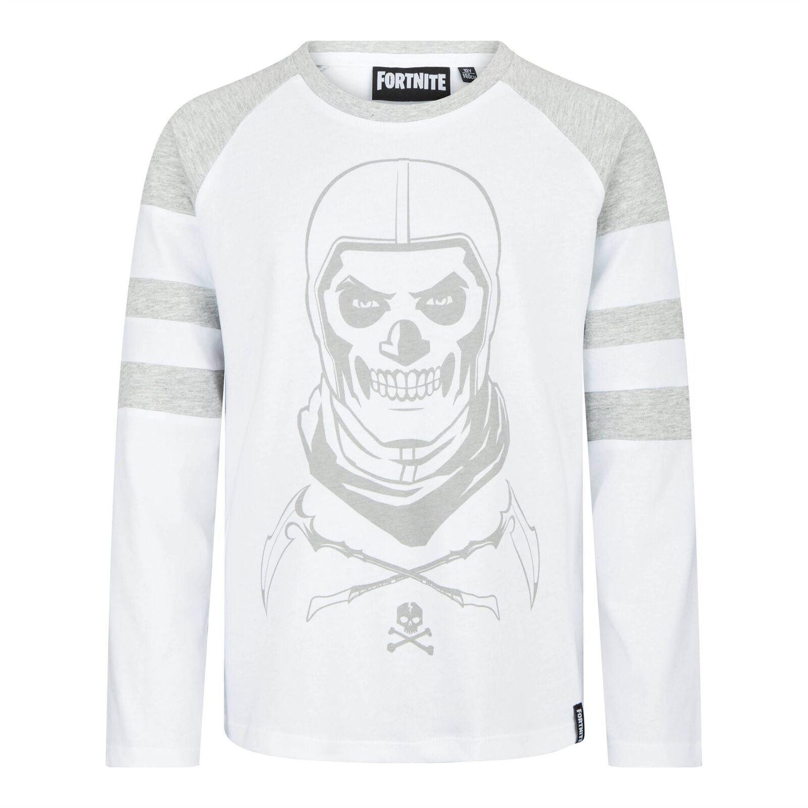 Primary image for FORTNITE SKULL TROOPER Long Sleeve White Cotton Crew Neck T-Shirt Age 9-16