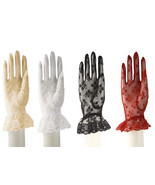 Lace Gloves w/ Wrist Ruffle in White, Red, Ivory, &amp; Black- Retro, Party,... - £12.61 GBP
