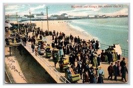 Busy Boardwalk and Youngs Pier Atlantic CIty New Jersey NJ DB Postcard W11 - £3.59 GBP