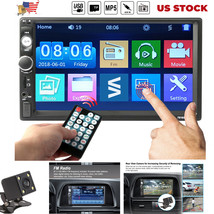 7&quot; 2DIN 1080P Car Stereo Radio MP5 Player Wireless Touch Scree +Rear View Camera - £63.20 GBP