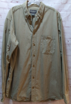 Eddie Bauer green beige plaid men&#39;s button front shirt long sleeve LT la... - £12.20 GBP