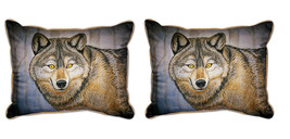 Pair of Betsy Drake Grey Wolf Large Pillows 15 Inch x 22 Inch - £70.46 GBP