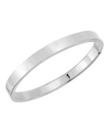 Classic Modern Hinged 7mm Oval Sterling Silver Bangle Bracelet - £41.54 GBP
