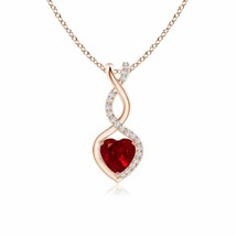Authenticity Guarantee 
5mm Ruby Infinity Heart Pendant with Diamonds in 14K ... - £1,012.04 GBP