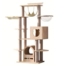 145 cm Cat Tree Tower Large for Cats Wooden Condo Cat Tall Tree Modern Tower Cat - £336.81 GBP