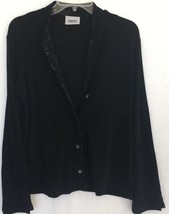 Chico&#39;s Travelers Jacket Top Size Medium Black Button Front Silky No Iron - $16.70