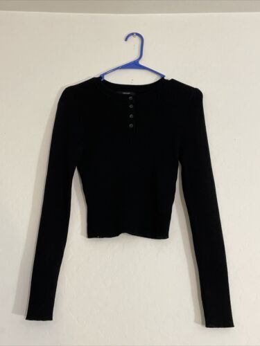 Primary image for Forever 21 Women’s Long Sleeve Sweater Crop Button Neck Cotton Blend Medium 