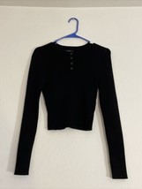 Forever 21 Women’s Long Sleeve Sweater Crop Button Neck Cotton Blend Medium  - £14.09 GBP