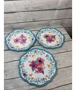 Three (3) Pioneer Woman ~ FOLK GEO ~ 8.7" Dia. ~ Melamine ~ Salad Plates - $25.74