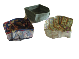 Lot 3x Longaberger 7&quot; Round Keeping Basket Liner Harvest Sage Botanic Fa... - $14.25