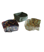 Lot 3x Longaberger 7&quot; Round Keeping Basket Liner Harvest Sage Botanic Fa... - $266.38 MXN