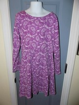 Lands&#39; End Purple Paisley Print Long Sleeve Dress Size 7/8 (S) Girl&#39;s EUC - £17.50 GBP