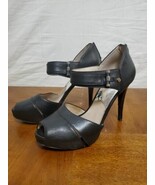 Michael Kors Black Stacked Heel Gibson Leather Silver Hardwear Platform ... - €23,32 EUR