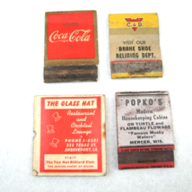 4 Vintage Matchbook Covers Drink Coca Cola C&amp;D Auto Ohio, The Glass Hat, Popko&#39;s - £9.37 GBP
