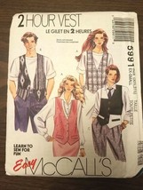 5991 UNCUT Mccall&#39;s Easy Sewing Pattern Misses/ Men Unisex Vest Large 32 1/2, 34 - $6.88