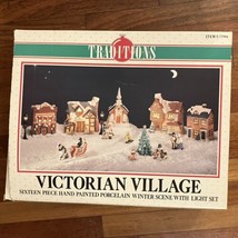Traditions 16-pc Victorian Village Light-up Porcelain Christmas Decor 77994 READ - £58.39 GBP