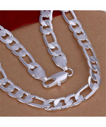 New Pretty 925 Silver wedding Necklace Jewelry charm women Men 12MM soli... - £13.24 GBP