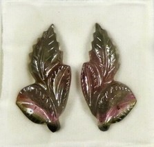 Natural Multi Tourmaline Carved Leaves 2 Pcs 35.75 Carats Gemstone Earring - £489.00 GBP