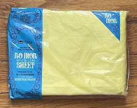 NOS Vintage 70&#39;s Grant’s Twin Size Fitted Bed Sheet No Iron Muslin Yello... - $14.59