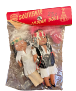 Native American Indian Boy &amp; Girl Doll Plastic NIP 3.5&quot; Tall Vintage Sou... - £10.86 GBP