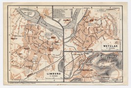 1911 Original Antique Map Of Limburg Wetzlar Hesse Hessen / Germany - £15.15 GBP