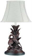 Sculpture Table Lamp Pheasant Birds Hand Painted OK Casting Traditional Linen - £734.47 GBP