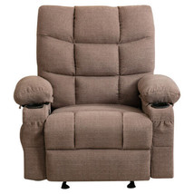 Recliner Chair Massage Heating sofa with USB and side pocket 2 Cup Holders Brown - £282.48 GBP