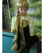 HOUSE OF LLOYD ENGLAND RAPUNZEL DOLL 15&quot; NEW IN BOX VELVET AND GOLD  - £83.69 GBP