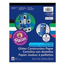 Pacon Glitter Construction Paper Pad, 5 Assorted Colors, 9&quot; x 11-1/2&quot;, 50 Sheets - £11.47 GBP