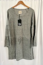 NWT Chaser Brand Mini Dress Grey MEDIUM Heather Gray Tunic Tee Bell Sleeves - $34.99
