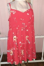 Torrid Red Floral Tank Hi Lo Challis Dress Size 4/5 NEW Stretch Waist POCKETS - £35.09 GBP
