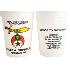 2002 Anah Shriners Lot Of 2 Plastic Cups Bangor Maine Geddes Simpson Mas... - $464.81 MXN