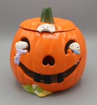 Ceramic Jack O&#39; Lantern Plug in Orange Light Pumpkin Three Mice Teeth Re... - £19.77 GBP