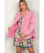 VERY J Pink Button Up Raw Hem Long Sleeve Jacket - £39.16 GBP
