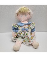 Vintage Eden Plush Blonde Cloth Baby Doll Floral Dress &amp; Bonnet 13&quot; Clos... - $29.60