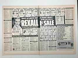 Vintage 1952 Rexall Drugs Print AD Art Double Page Ad Original 1 Cent Sale - £4.29 GBP