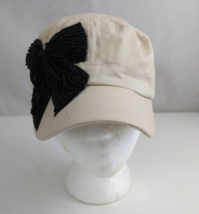 Women&#39;s Frayed Beaded Bow Design Adjustable Cadet Baseball Cap - £8.50 GBP