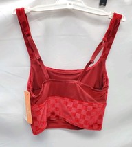 Colsie XS Red Checkered Velvet Longline Bralette image 3