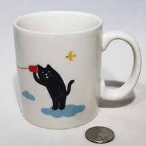 Concombre Yuka Saji Cat Amour Mug by Decole 8 oz Black Cats on String Phone Bird - £13.62 GBP
