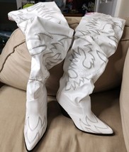 Size 5.5 Dolls Kill Pure Love Bandit Cowgirl Boots White Embroidered Iri... - $50.00