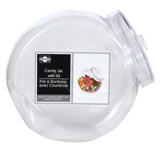 Caterers Corner Clear Plastic Candy Jars with Lids, 55 oz. (Small) - £6.38 GBP