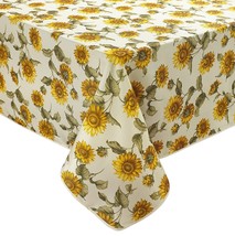 1 Printed Fabric Tablecloth, 52&quot; x 70&quot; Oblong (4-6 people), EURO SUNFLOWERS, VL - £22.15 GBP