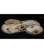 Japan Hand Painted Embossed Gold Design Divideled Dresser Tray - $22.00