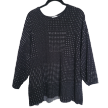 J.Jill Pure Jill Black Grey Textured Dot Print Oversized Sweater Size Medium - £14.50 GBP