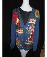 Heirloom Collectible Blue UGLY CHRISTMAS HOLIDAY JINGLE BELLS KNIT SWEAT... - $49.95