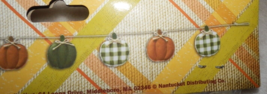 NEW FALL PUMPKIN GARLAND Burlap Fabric 72&quot; Green Orange Gingham AUTUMN H... - £23.73 GBP