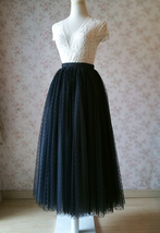 Black Dot A-line Long Tulle Skirt Women Plus Size Fluffy Tulle Skirt image 3