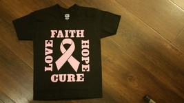 Breast Cancer Awareness Short Sleeve T-SHIRT Youth Black Breast Cancer T-SHIRT - £8.01 GBP